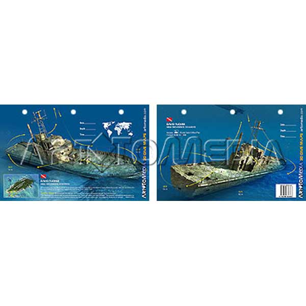 Two cards showing a sunken ship on a blue background with branding visible.