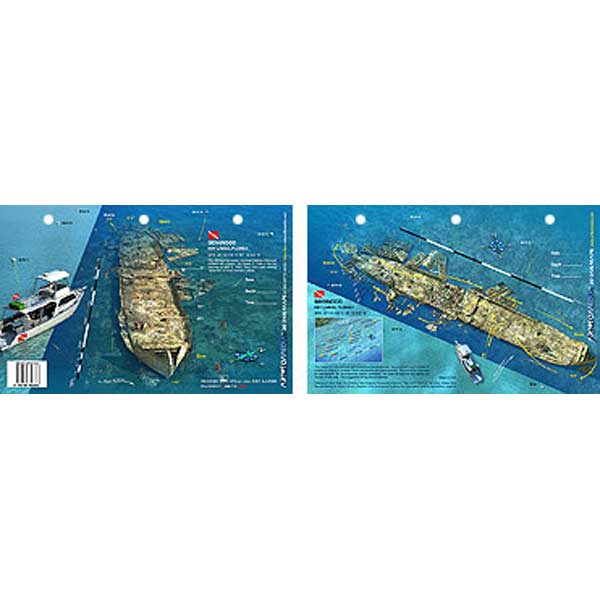 Two maps of a shipwreck with a boat on a white background