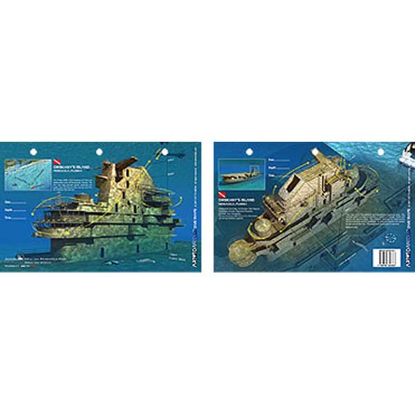 Model of a sunken ship with packaging on a white background