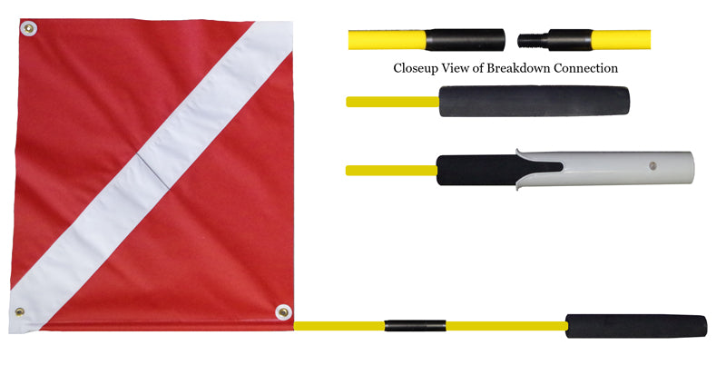 Dive Flag with 4' Breakdown Rod Holder Flag Pole