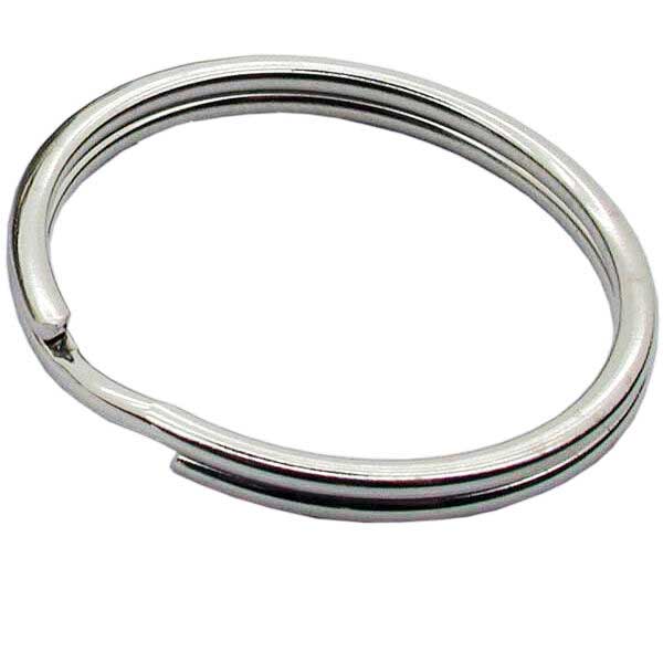 Stainless steel keychain split ring on a white background