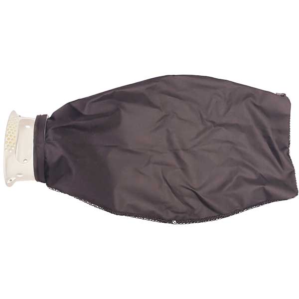 Black nylon and mesh bag with a white mouth for inserting lobsters