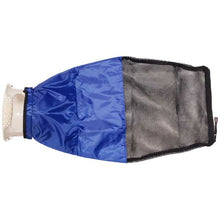 Blue lobster catch bag with a black mesh side and blue nylon top