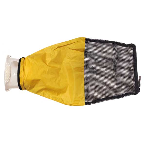 Yellow rain cover with a mesh side on a white background