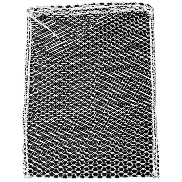 Hexagonal mesh chum bag with draw string on a white background
