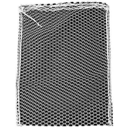 Hexagonal mesh chum bag with draw string on a white background