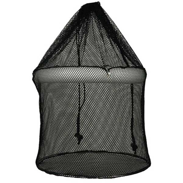 Black mesh fishing net on a white background