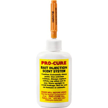 Pro-Cure bait injection scent system bottle with yellow label on a white background