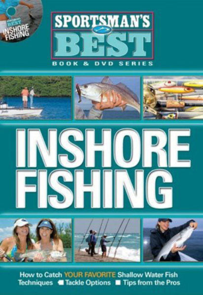 Cover of 'Sportsman's Best Inshore Fishing' book and DVD series with images of people fishing and fish.