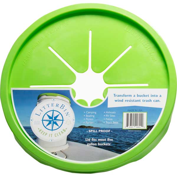 Green lid with LitterBin product packaging on a white background