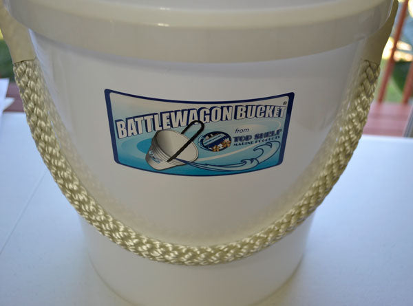 Battlewagon Bucket - 5 Gallon White with White Rope Handle