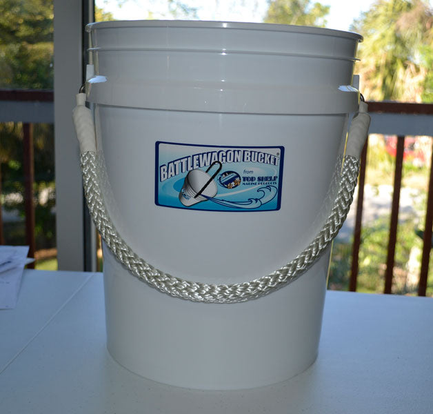 Battlewagon Bucket - 5 Gallon White with White Rope Handle