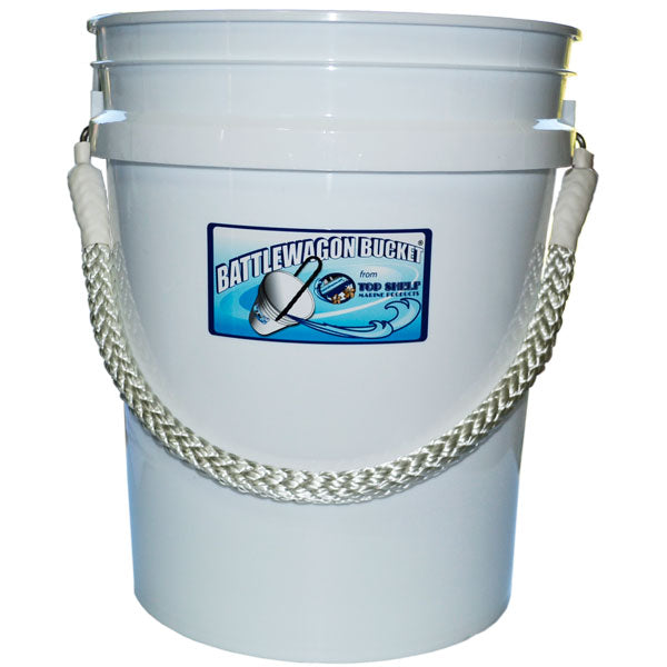 Battlewagon Bucket - 5 Gallon White with White Rope Handle