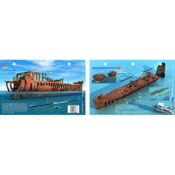 diagram of a sunken ship with packaging on a white background