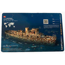 Map of a sunken ship with Art to Media branding on a blue background