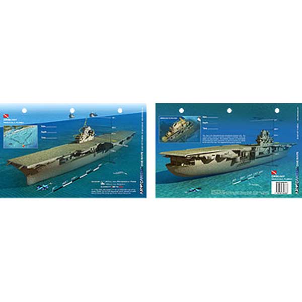 Model of an aircraft carrier with a detailed layout on a blue background