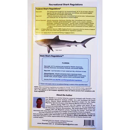 Shark regulations card with shark illustration and text on a white background