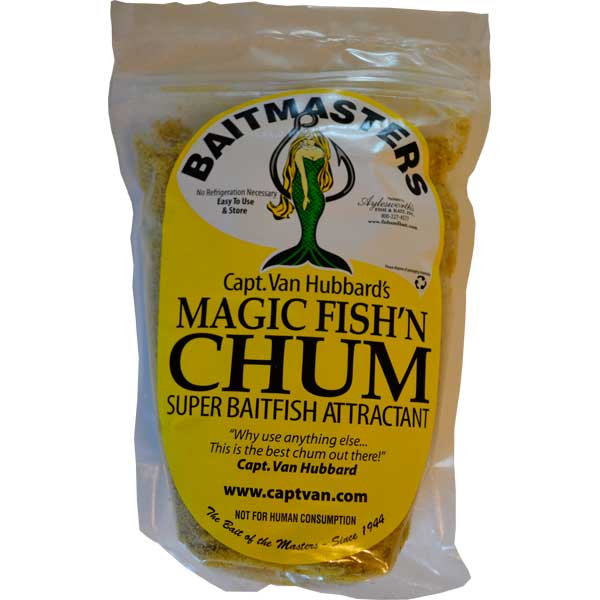 Bag of Baitmasters Magic Fish Chum with branding and text on a white background