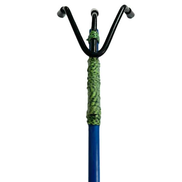 Slingshot with green and black design on a white background