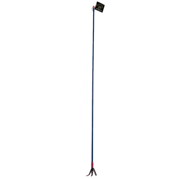 Garden rake with long handle on a white background