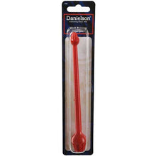 Red plastic fish hook removal tool with packaging labeled 'Danielson' on a white background