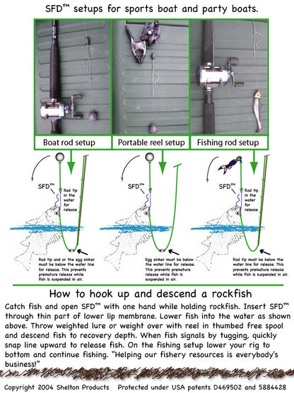 Illustration of SFD setups for sports boats and party boats with text and diagrams.