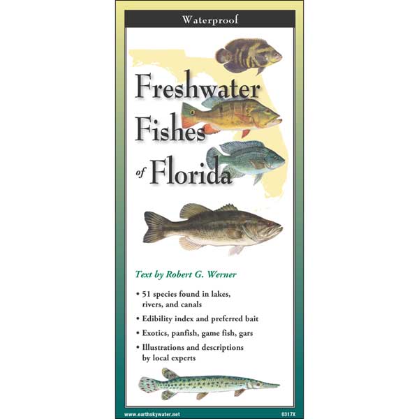 Booklet cover about freshwater fishes of Florida with illustrations on a white background