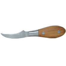 Crab picking knife with a bamboo wooden handle on a white background