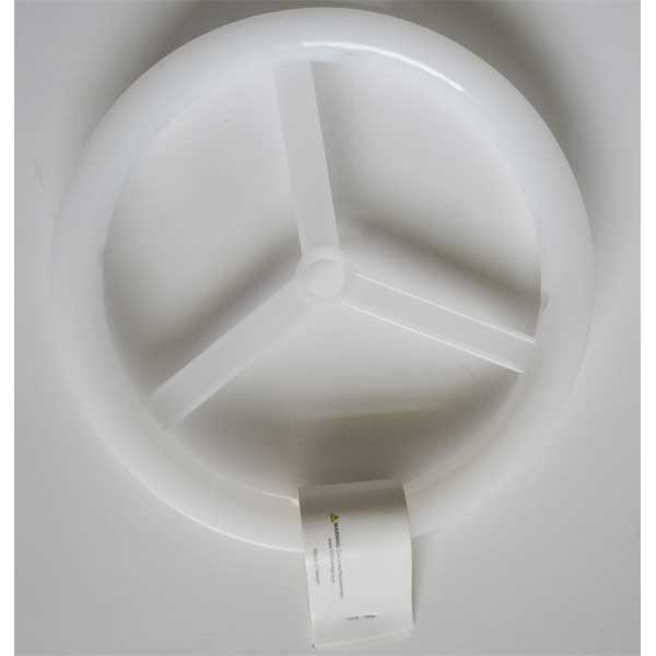 Circular fishing line holder with a star design on a white background
