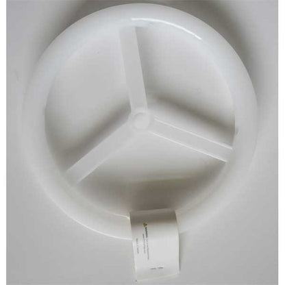 Circular fishing line holder with a star design on a white background