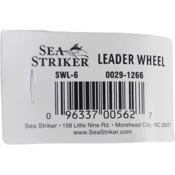 Sea Striker Leader Wheel label with product details on a white background