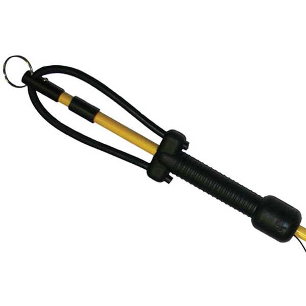 Black and gold spring-loaded tool on a white background