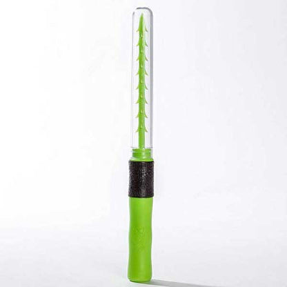 Green and clear tool with a tree design on a white background