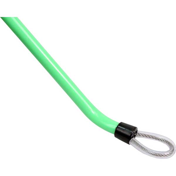 Green cable with a black connector on a white background