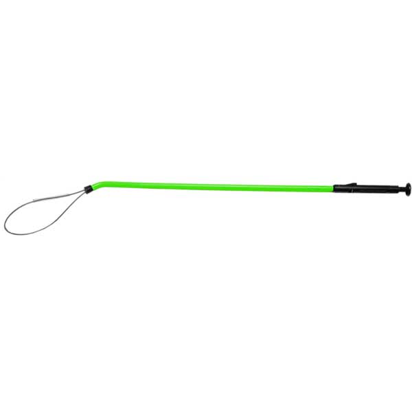 Green extendable leash on a white background