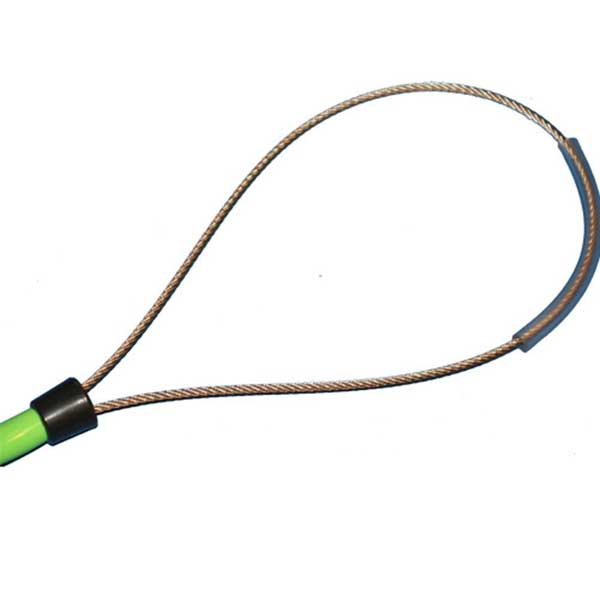 Cable with green and black connectors on a white background