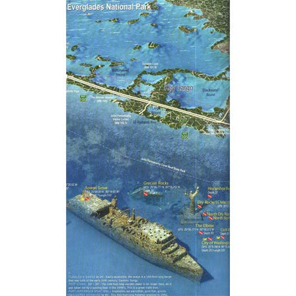 Map of Everglades National Park with a ship illustration on a white background