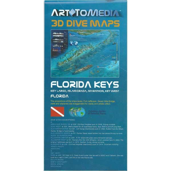 3D dive map of Florida Keys by Art to Media on a blue background