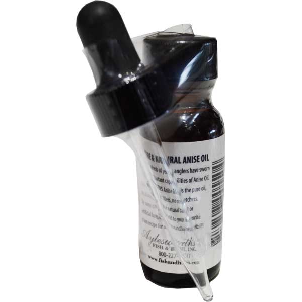 Bottle of natural anise oil with a dropper on a white background