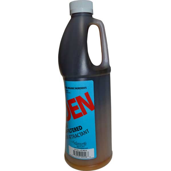Bottle of JEN filtered attractant on a white background