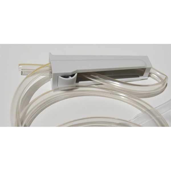 White cable management tray with coiled cables on a white background