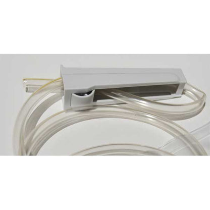 White cable management tray with coiled cables on a white background
