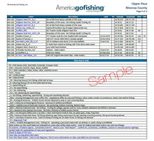 Fishing chart with coordinates and details from America Go Fishing website