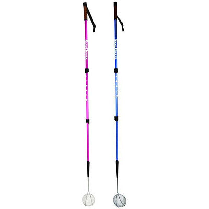 Two sand dipper pole scoops on a white background