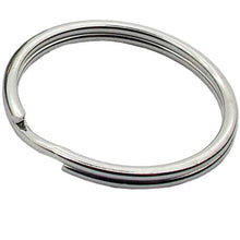 Stainless steel keychain split ring on a white background