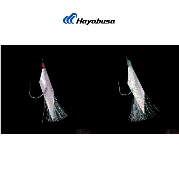 Two fishing lures with Hayabusa branding on a black background