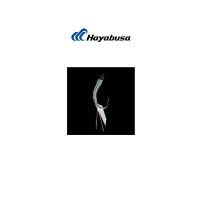 Fishing hook with Hayabusa logo on a white background