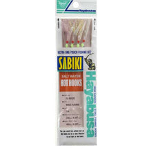 Packaged Sabiki Hayabusa saltwater fishing hooks on a white background