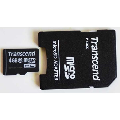 Transcend microSD card and adapter on a white background