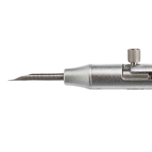 Closeup of hollow venting needle on a white background